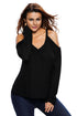 Black Cold Shoulder Knit Long Sleeves Sweater